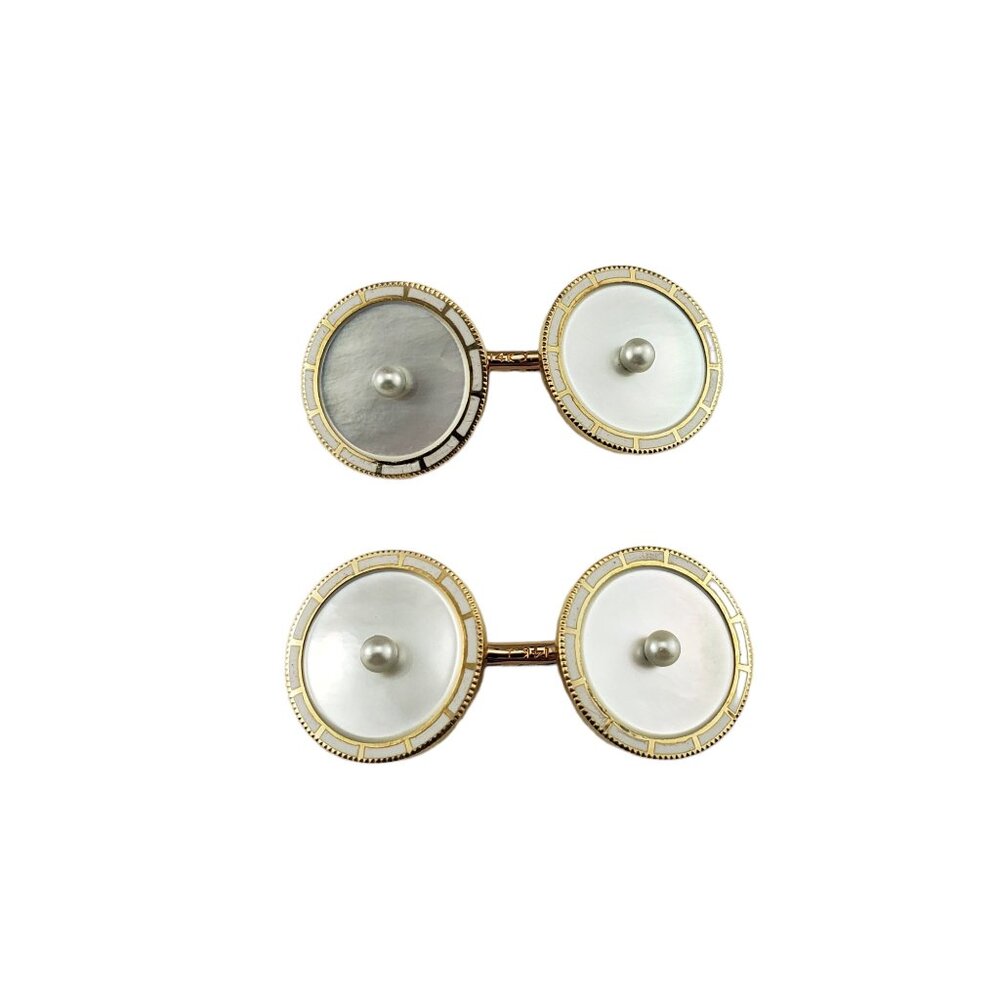 14K Yellow Gold Mother of Pearl Cufflinks #17073